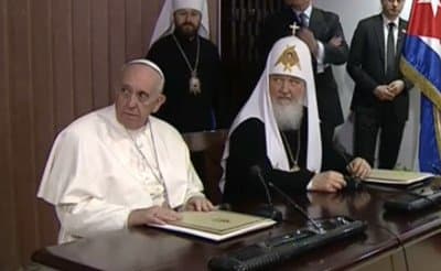 патриарх Кирилл и папа римский Франциск